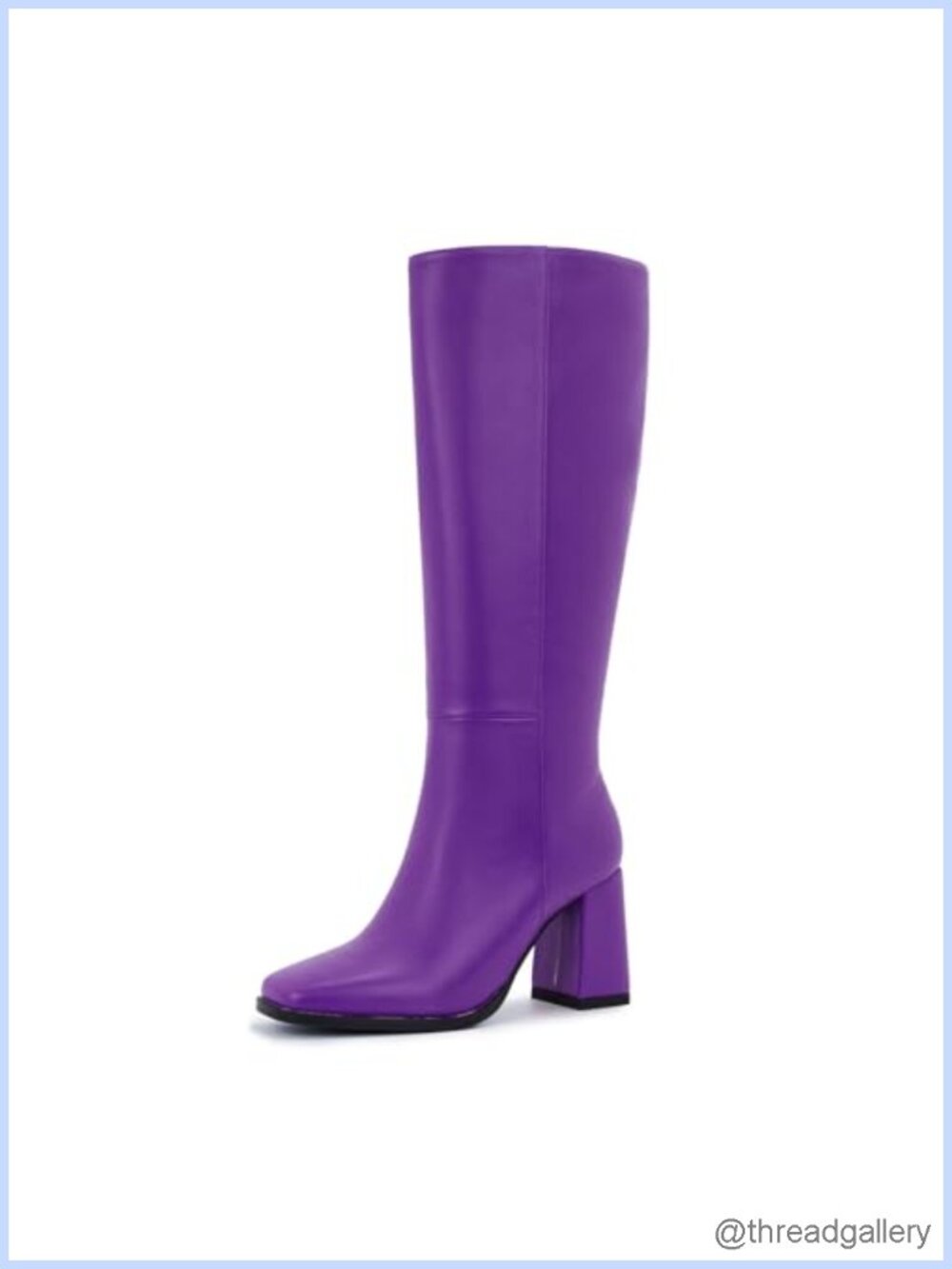 Faux Leather Knee High Boots Square Toe Block Heel Dress Boots